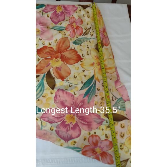 Ashley Stewart Yellow Skirt PLUS Sz 22 Floral Assymetrical Sheer Lined Flowy - Picture 9 of 16